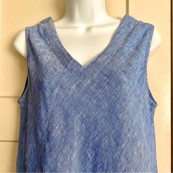 Crown Linen Designs Linen Midi Maxi Long Dress Size Medium Sleeveless V-Neck - Picture 2 of 12